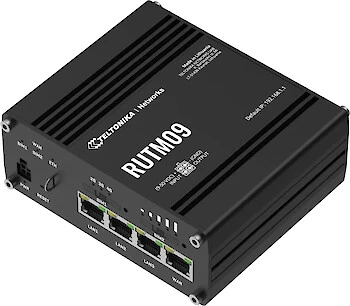 Teltonika RUTM09 Industrie-Router mit LTE Cat 6, Dual-SIM und vier Gigabit-Ports bei ECOM Trading